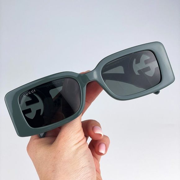 Gucci GG1325S 003 Sunglasses Grey Smoke Grey Rectangle Women